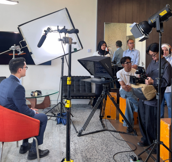 Monitor Teleprompter setup during a video production.